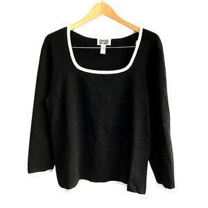 CHICO'S- WOMENS BLACK PULLOVER LONG SLEEVE SHIRT SIZE SMALL
